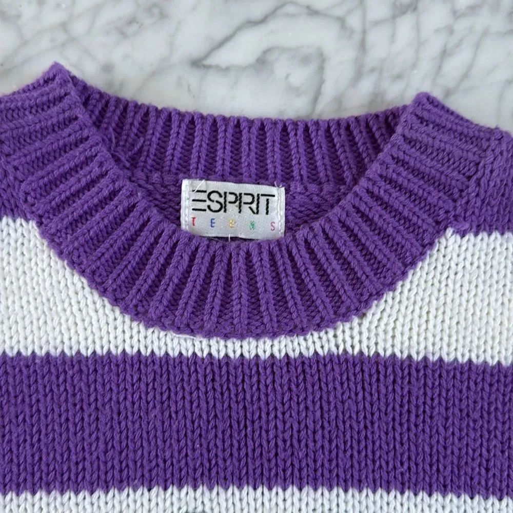 Vintage 90’s Y2K Esprit Chunky Knit Sweater Striped Womens S/M - Picture 3 of 6